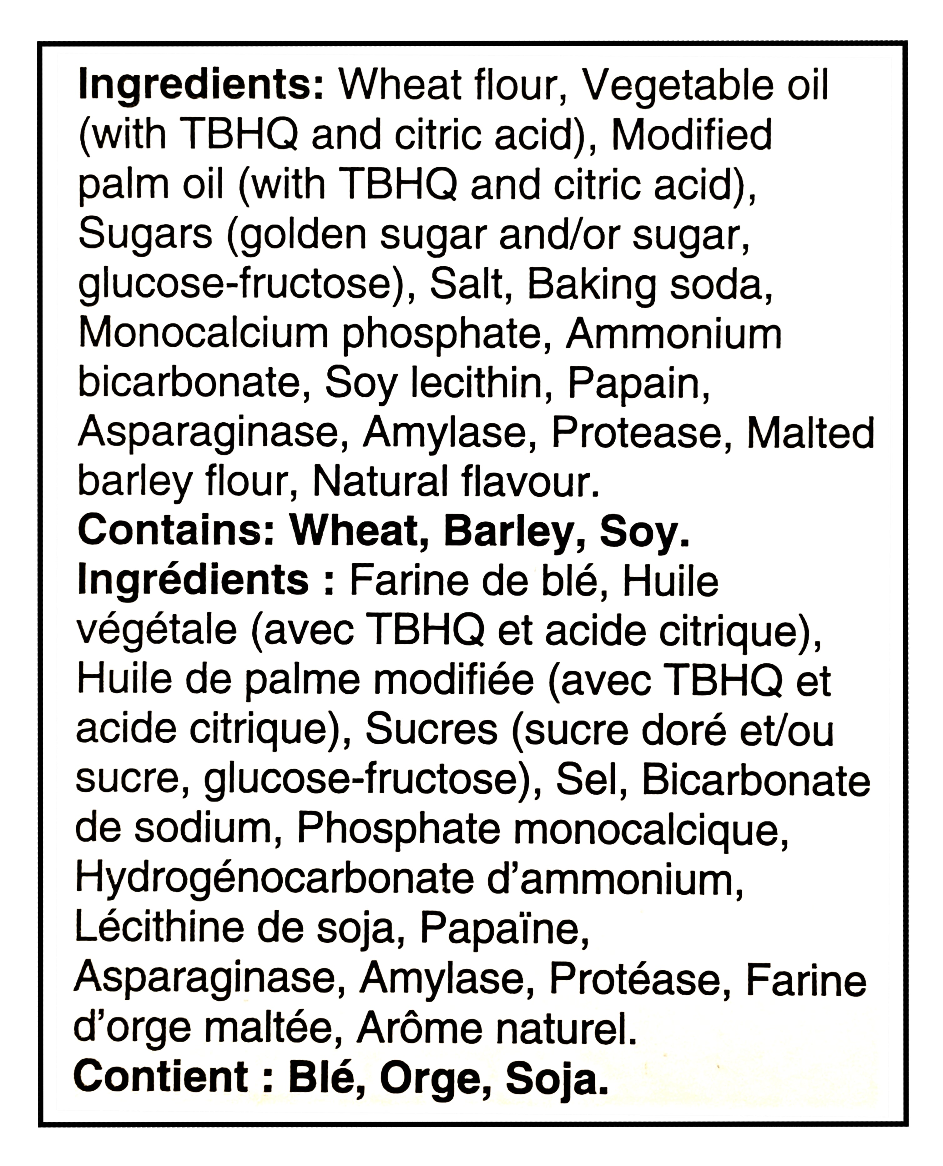 Ingredients for Ritz Original Crackers To-Go