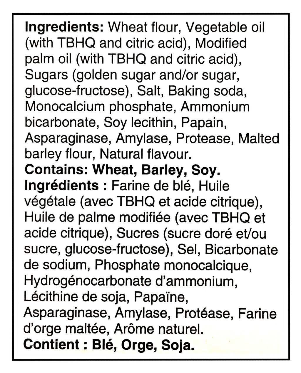 Ingredients for Ritz Original Crackers To-Go