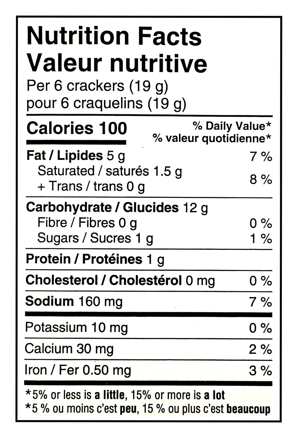 Nutrition facts for Ritz Original Crackers To-Go