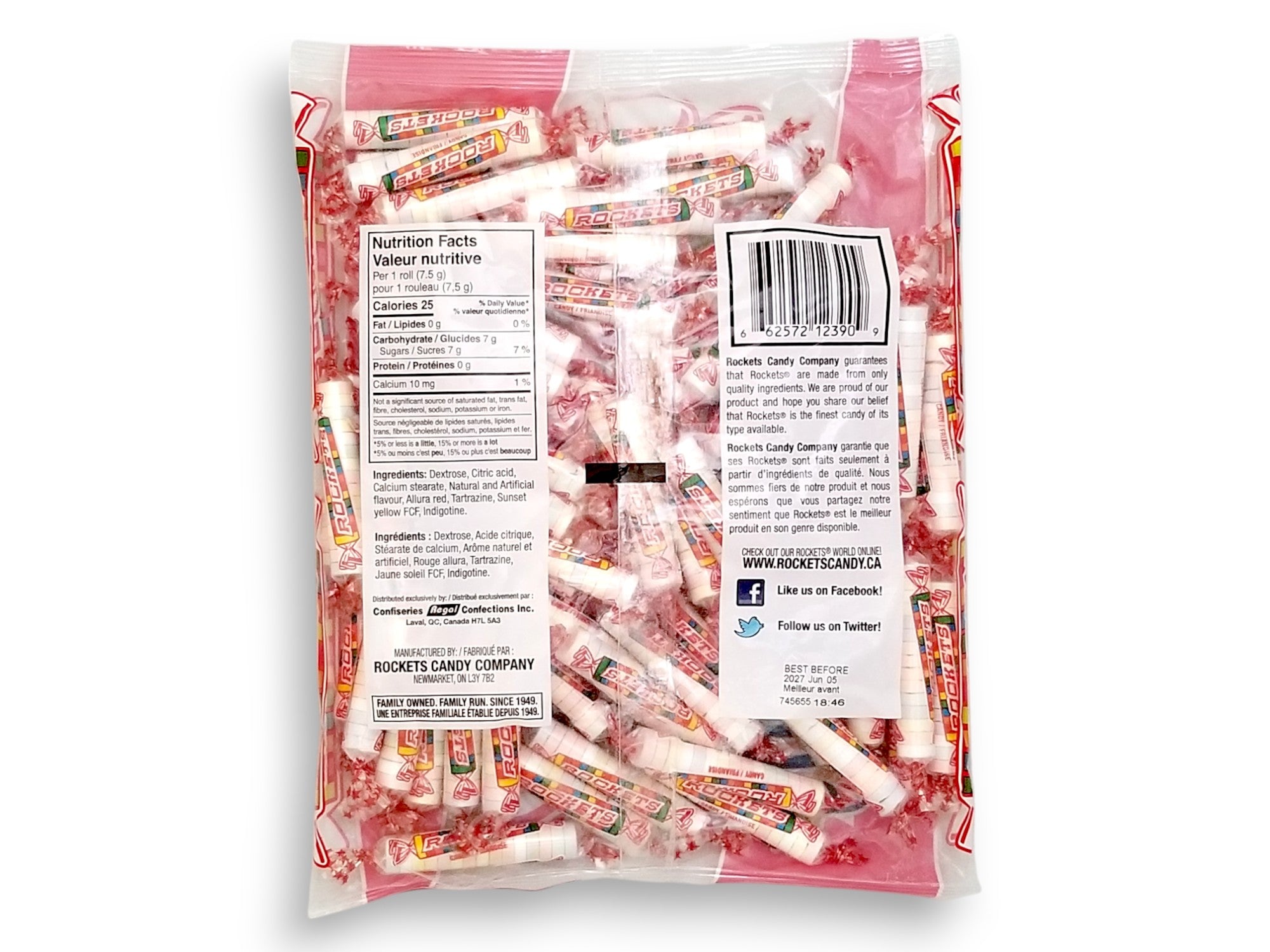 Back of Rockets Candy Rolls, 65 Rolls, 500g/1.1 lbs., Bag