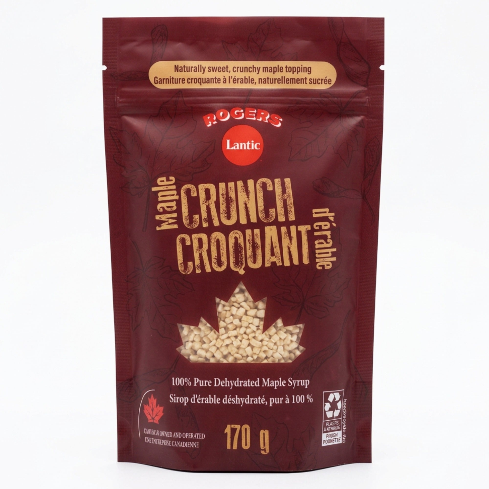 Rogers 100% Pure Maple Crunch Canadian maple topping, 170 g (6 oz) package front