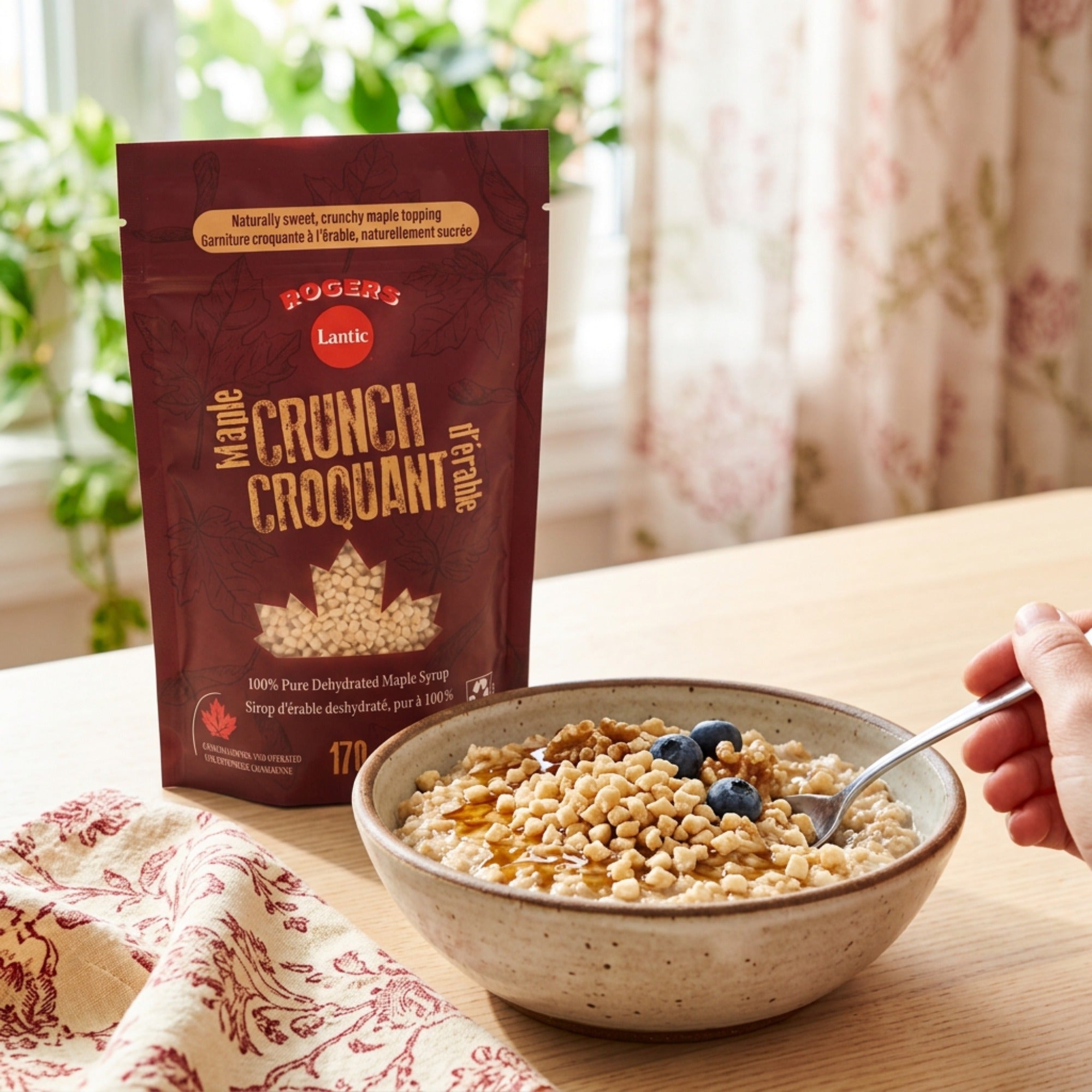 Rogers Maple Crunch Canadian maple topping sprinkled over oatmeal