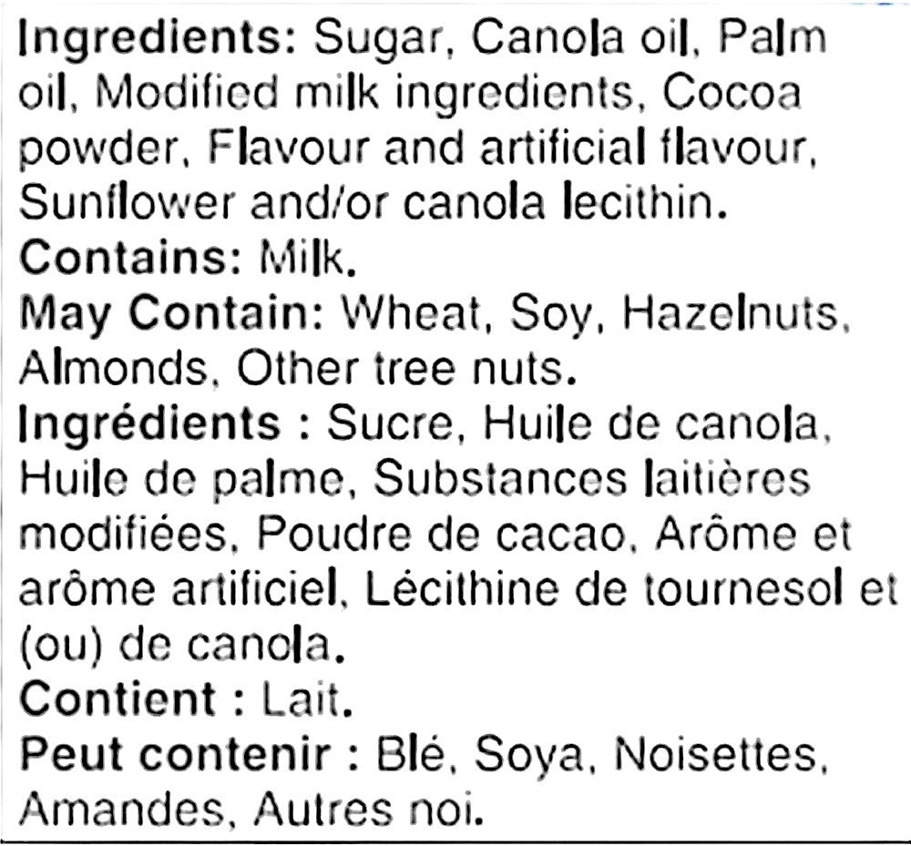 Rolo Spread 3 kg, ingredients label.