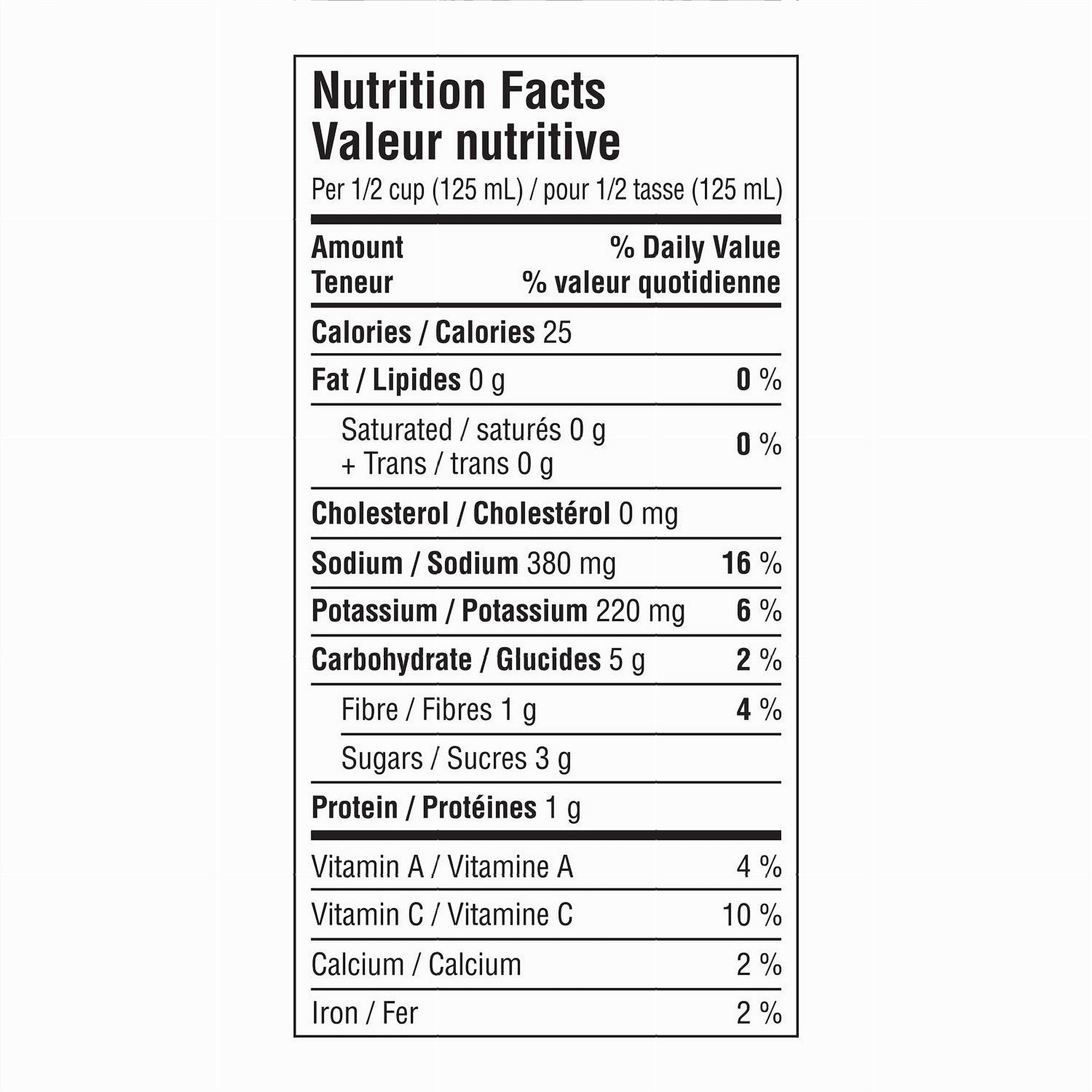Nutrition facts label for Rotel Original Diced Tomatoes & Green Chilies Salsa 284ml on a white background on a white background