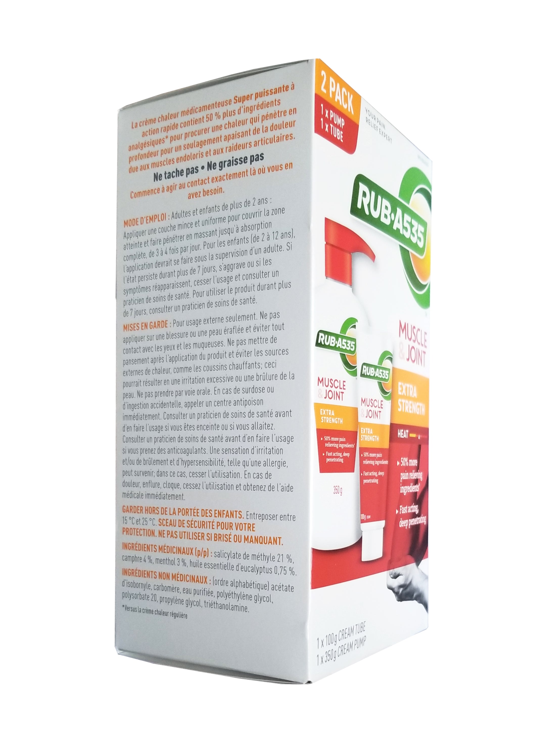 Rub-A535 Muscle & Joint Extra Strength Cream, 2pk Value Pack, 1x350ml Pump, 1x100g