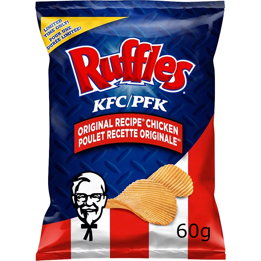 Ruffles KFC Original Recipe Chicken Flavor Potato Chips, 60g/2.1 oz. Bag {Imported from Canada}