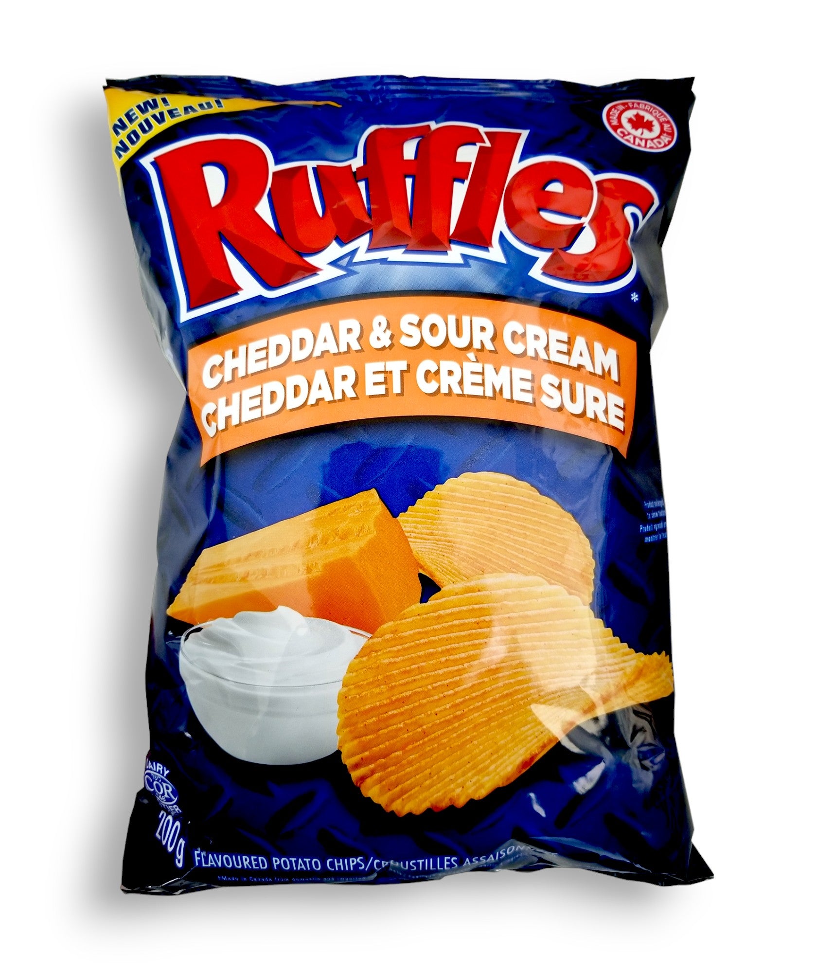 Cheddar Ruffles Ruffles Cheddar & Sour Cream Potato Chips, 200g/7.1 oz., Bag