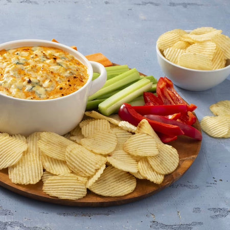 Ruffles Cool Ranch ridged potato chips with cheese dip