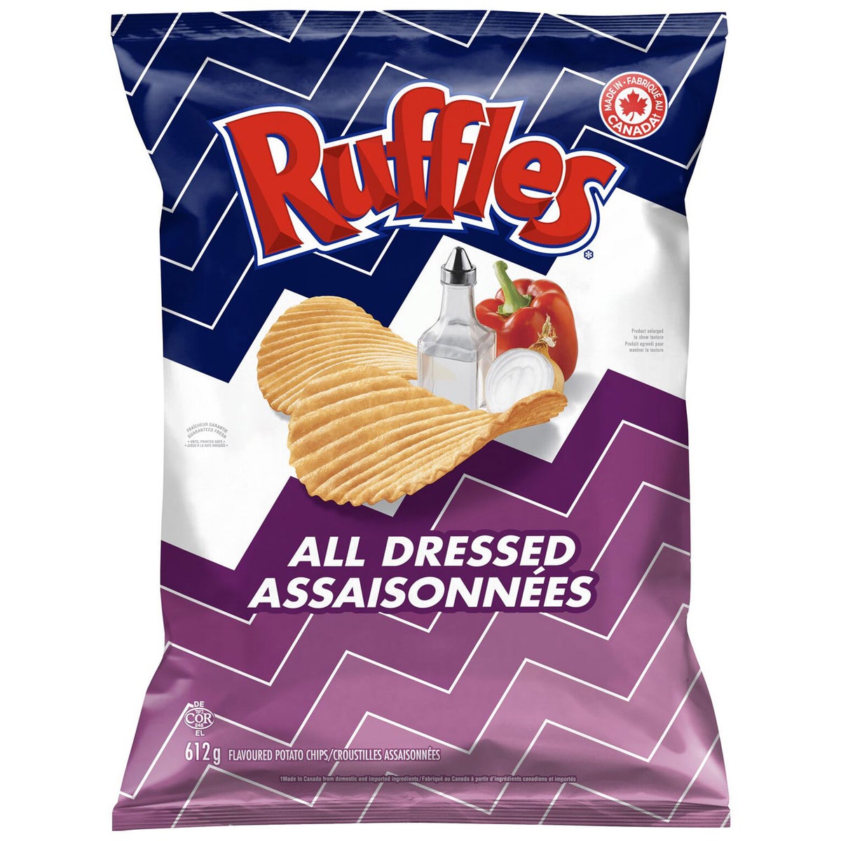 Lay's Ruffles All Dressed Party Size, 612g/21.6 oz. - Front Of Bag