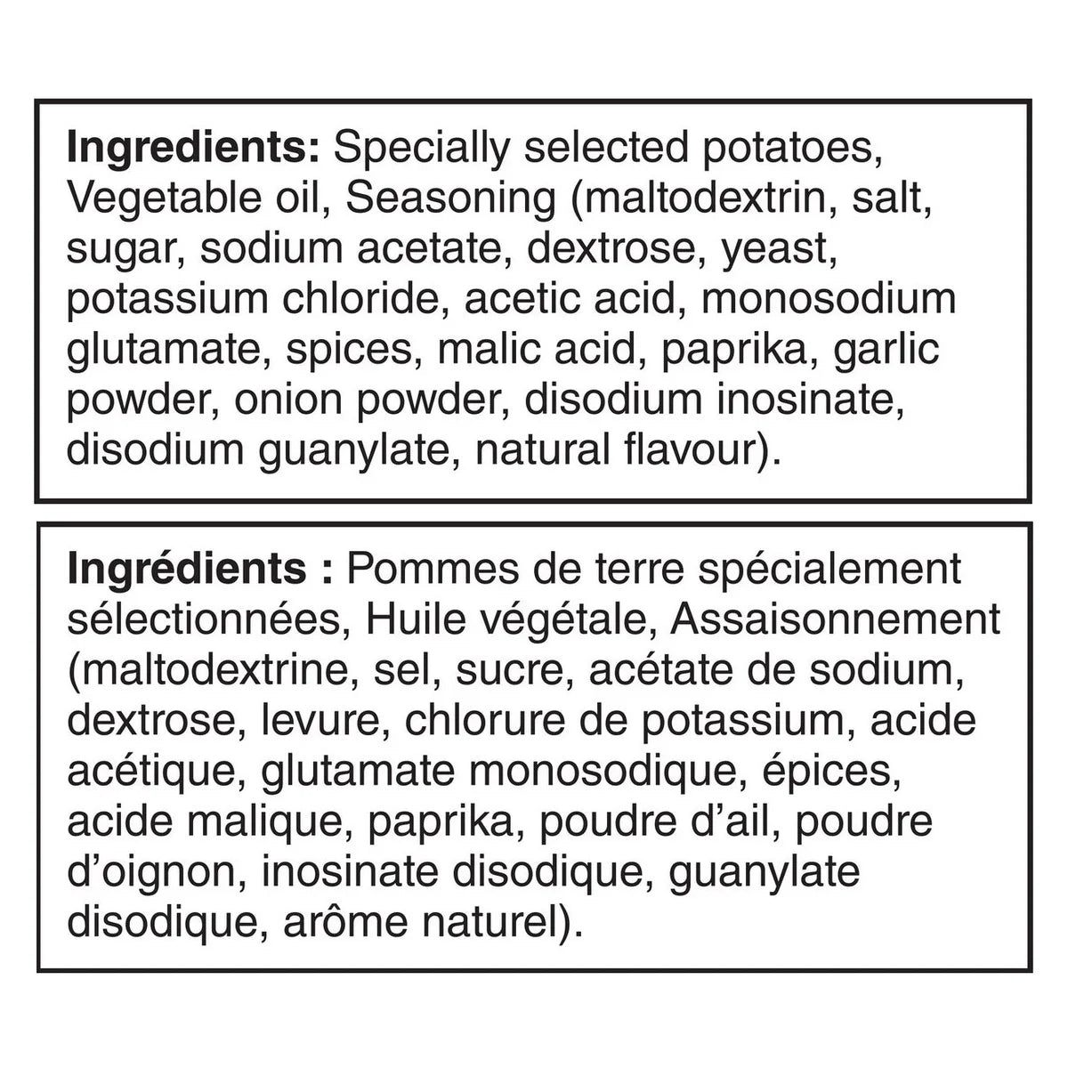 Lay's Ruffles All Dressed Party Size, 612g/21.6 oz. - Ingredients Label