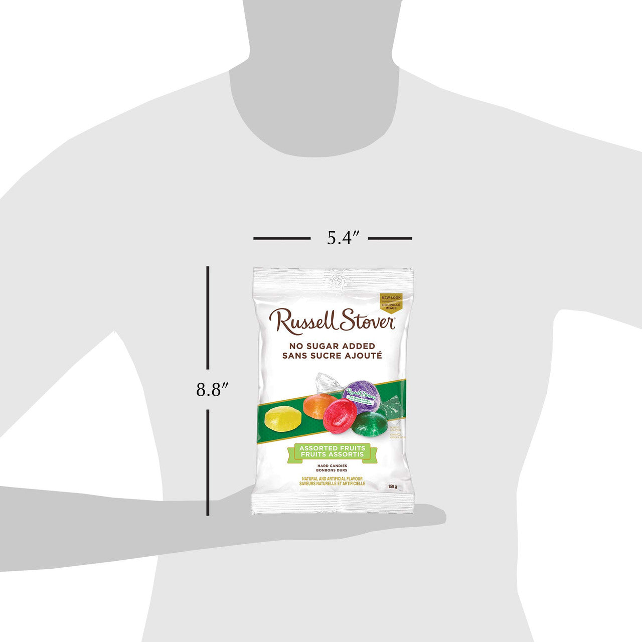 Russell Stover, Assorted Fruits, No Sugar Added Hard Candies, 150g/5.3oz Bag Size