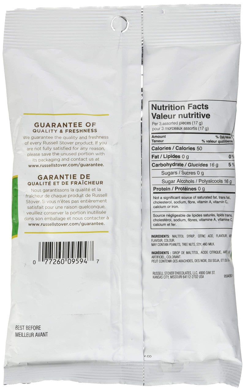 Russell Stover, Assorted Fruits, No Sugar Added Hard Candies, 150g/5.3oz Nutrition Facts