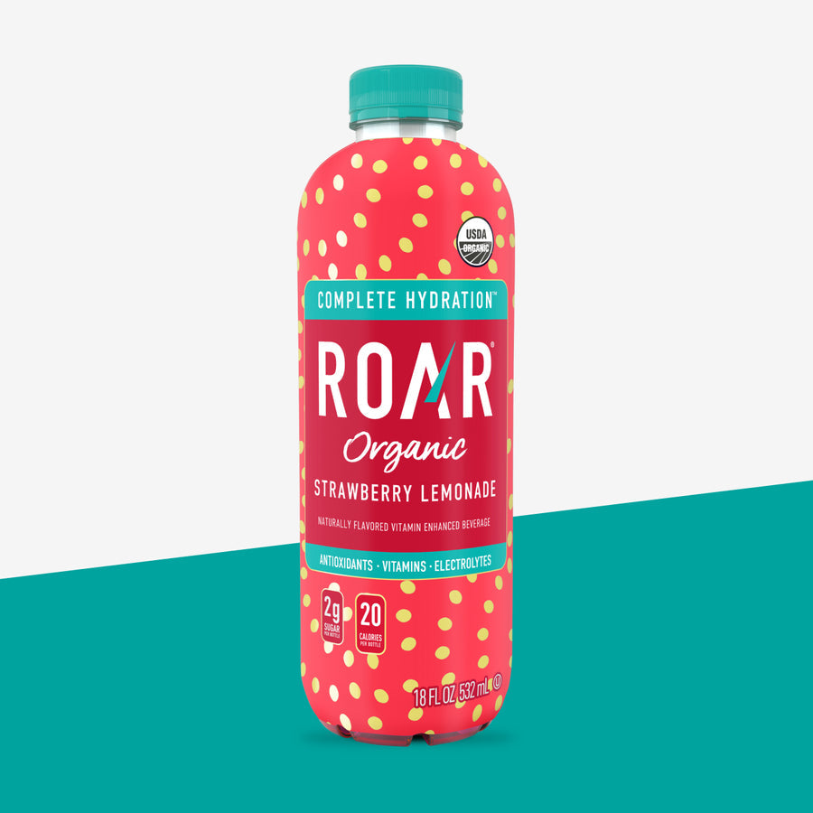 Roar Organic Strawberry Lemonade Vitamin Enhanced Beverage, 532mL/18.6 fl. oz., Bottle {Imported from Canada}