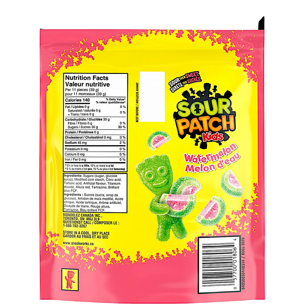 SPK Watermelon Gummy Candy, 315g/11.1 oz., Bag - Back