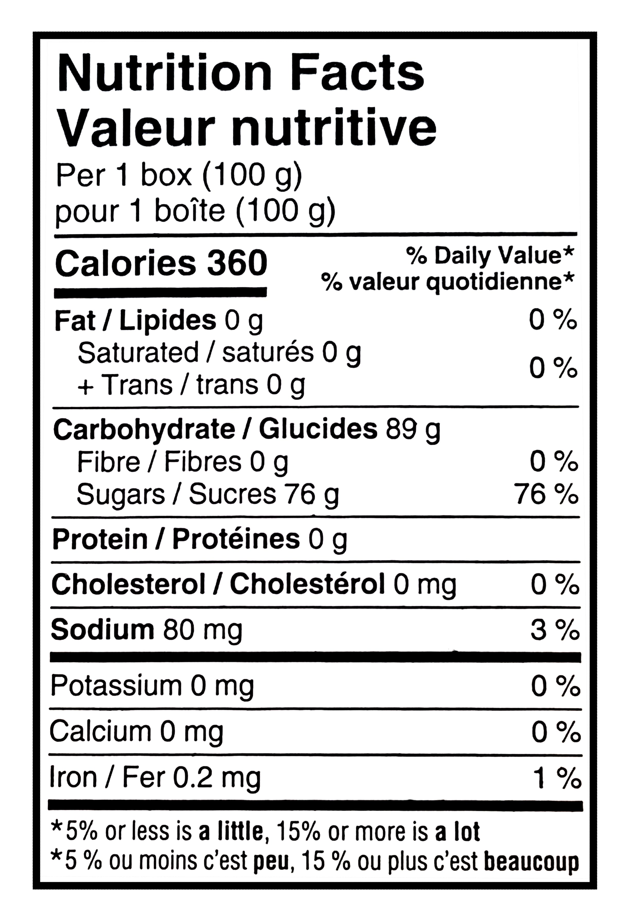 Nutrition facts for Sour Patch Kids Black Raspberry Soft & Chewy Candy - 100g/3.5 oz on a white background