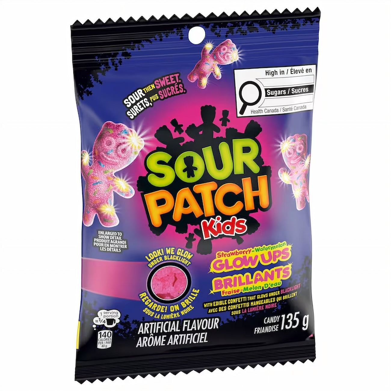 Sour Patch Kids candy package with colorful design on a white background