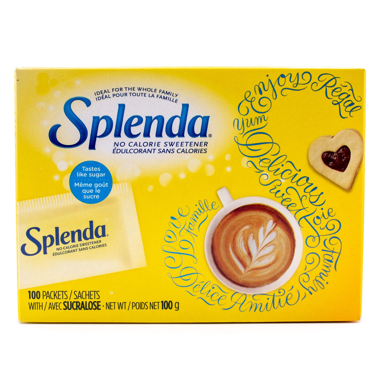 SPLENDA Sweetener Packets (100 Pack) – 100g / 3.5 oz Box Front Side