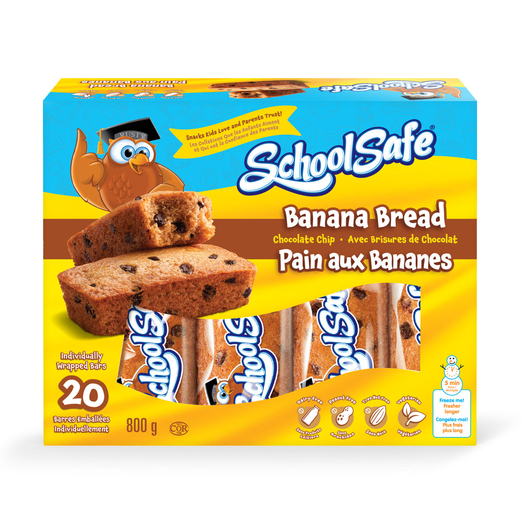 Front of School Safe Chocolate Chip Banana Bread Bars, 20ct., 800g/1.8 lb., Box