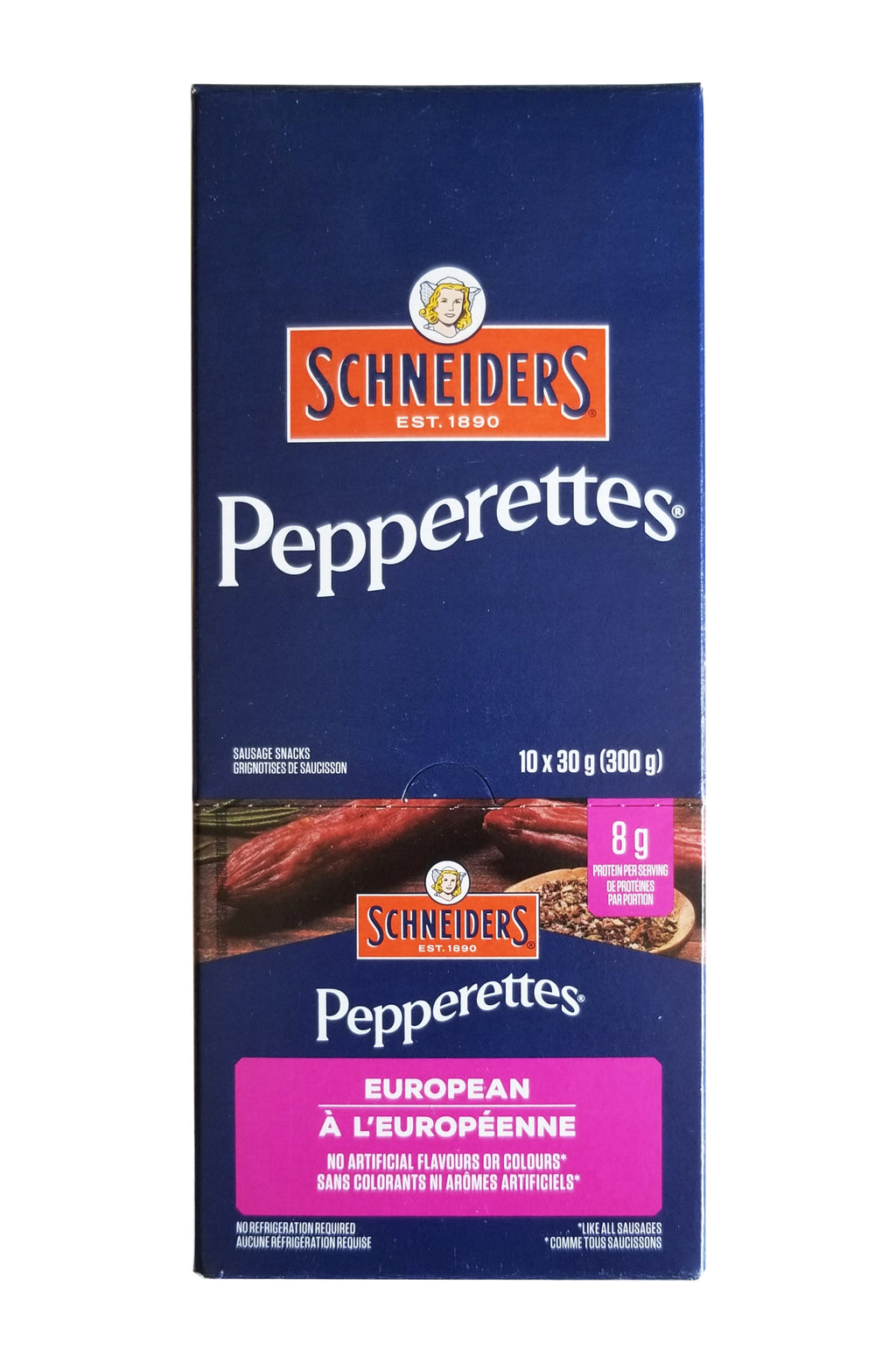 Schneiders Pepperettes European Snack Sausages, 10 x 30g Packets, 300g/10.5 Box {Imported from Canada}