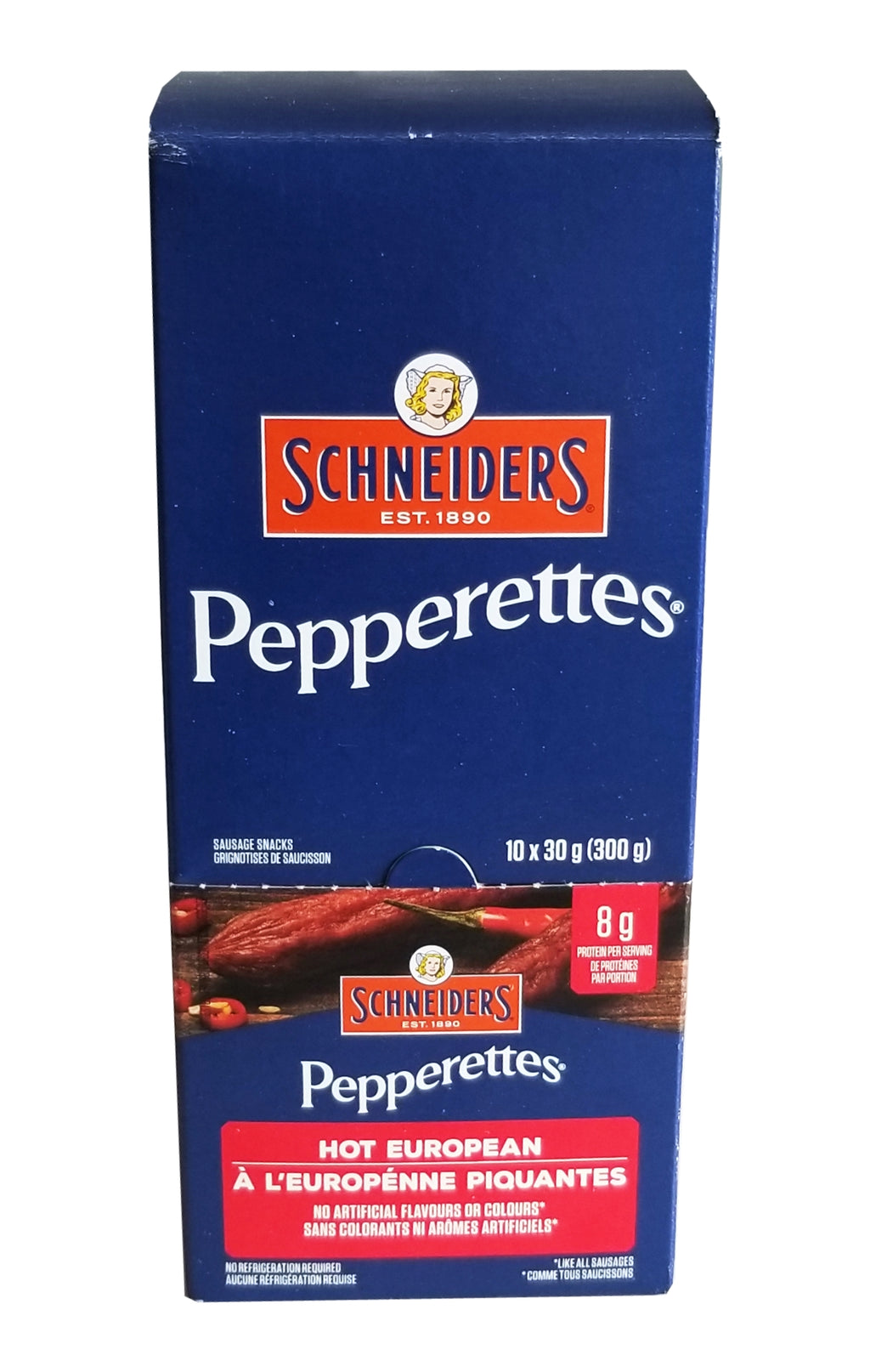 Schneiders Pepperettes Hot European Snack Sausages, 10 x 30g Packets, 300g/10.5 Box {Imported from Canada}