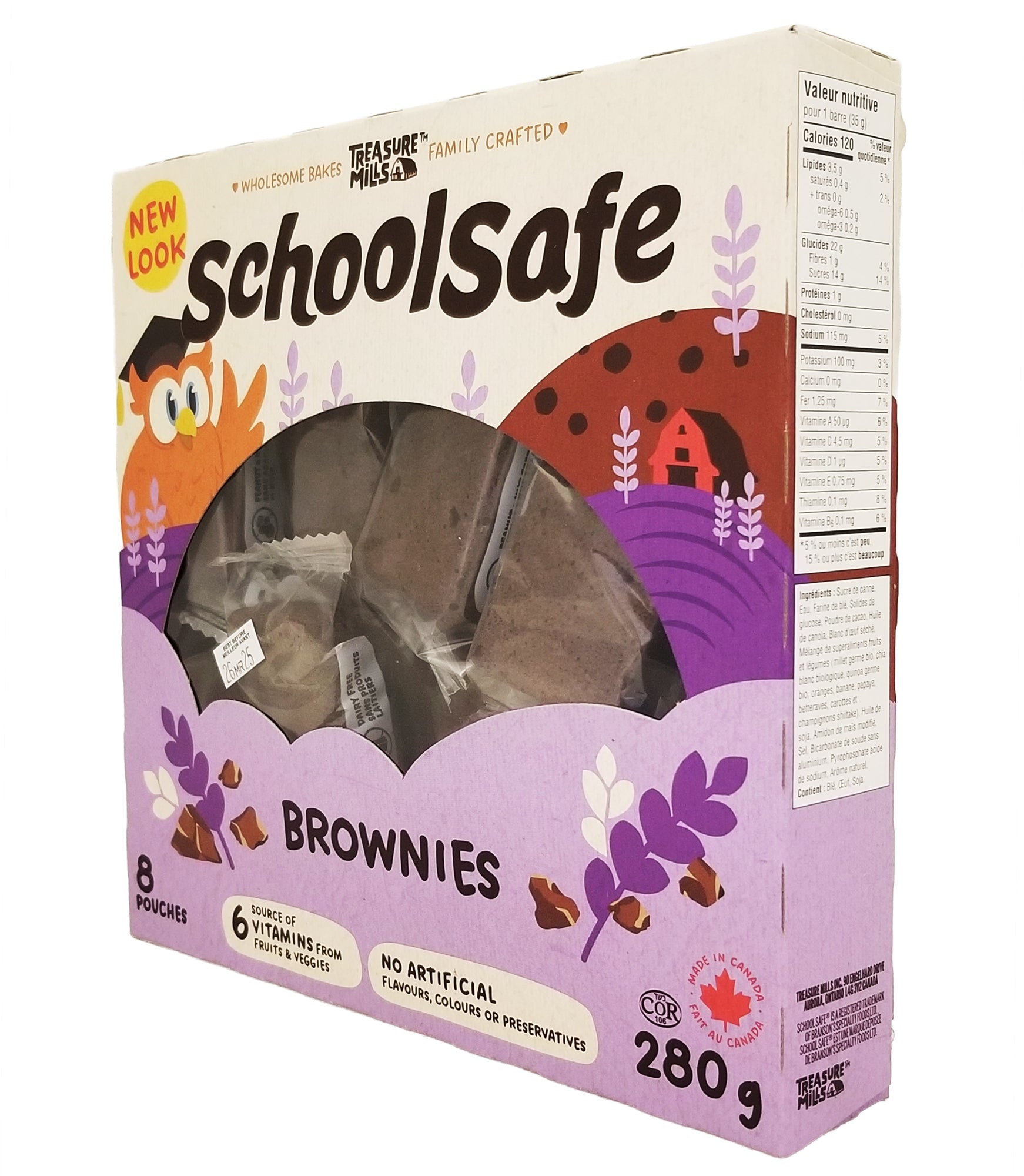 School Safe Chocolate Brownie Bars 280g - Left Angle