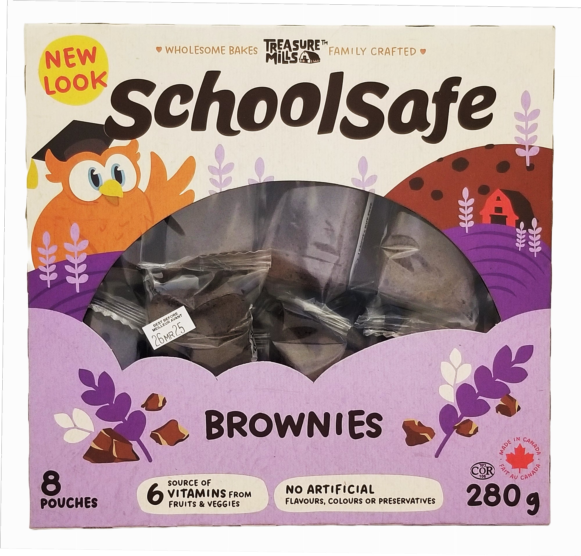 School Safe Chocolate Brownie Bars 280g - Front