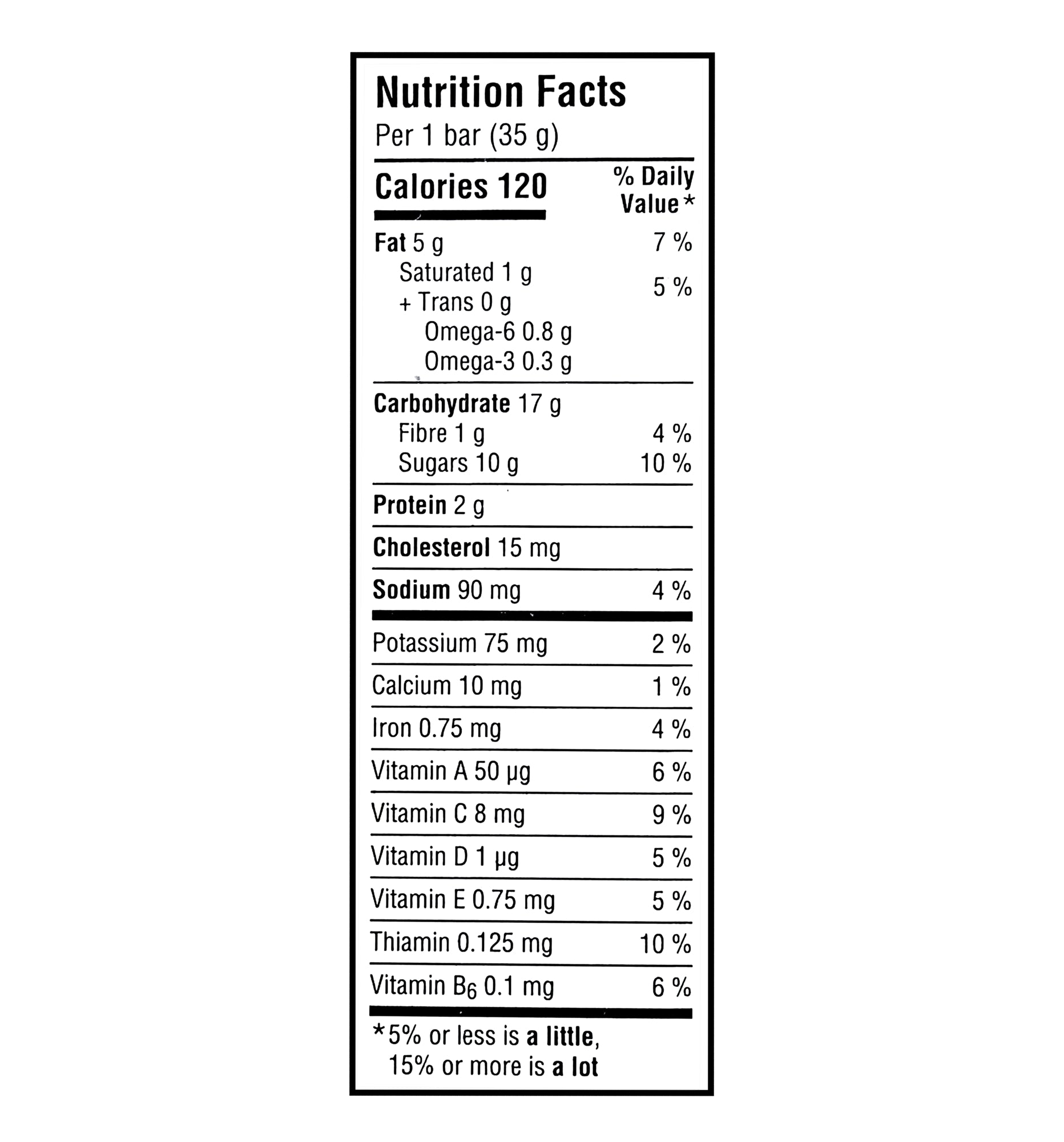 Nutrition facts label for School Safe Mini Loaves Chocolate Chip Banana Bread Bars 280g on a white background