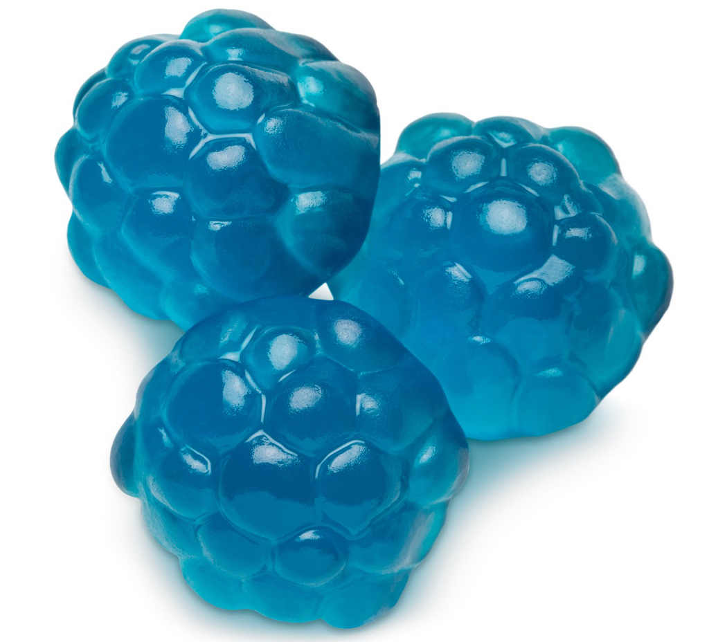 Huer Bulk Blue Razzberries Gummies, 1kg, picture of razzberries.