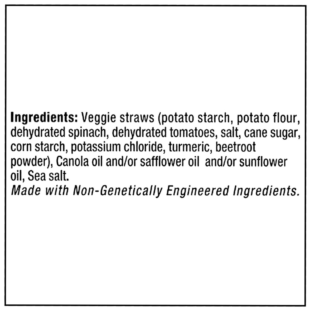 Sensible Portions Veggie Straws, Original Flavor, 425g/15 oz. Bag - Ingredients Label