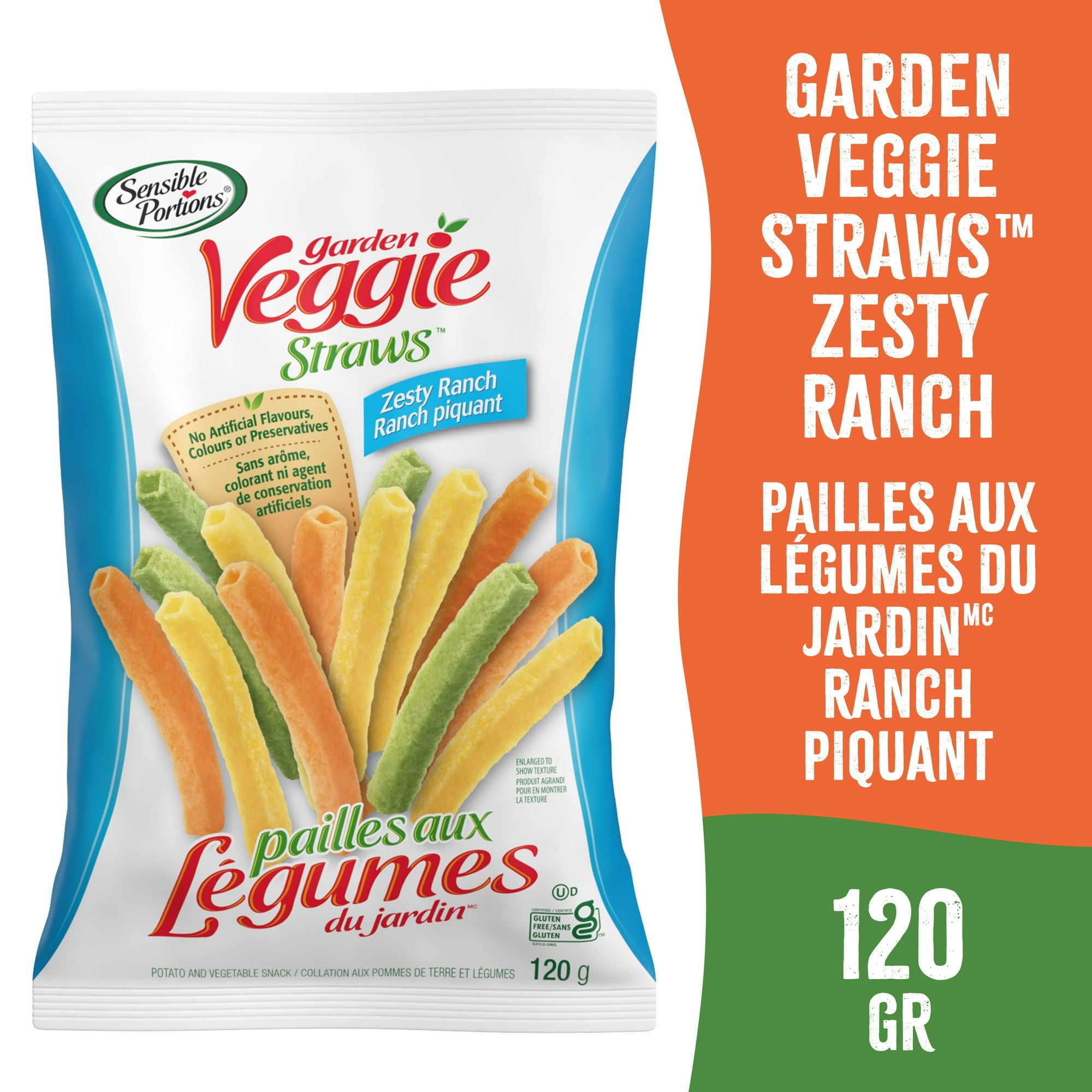 Sensible Portions Veggie Straws, Zesty Ranch, 120g/4.2 oz., Bag