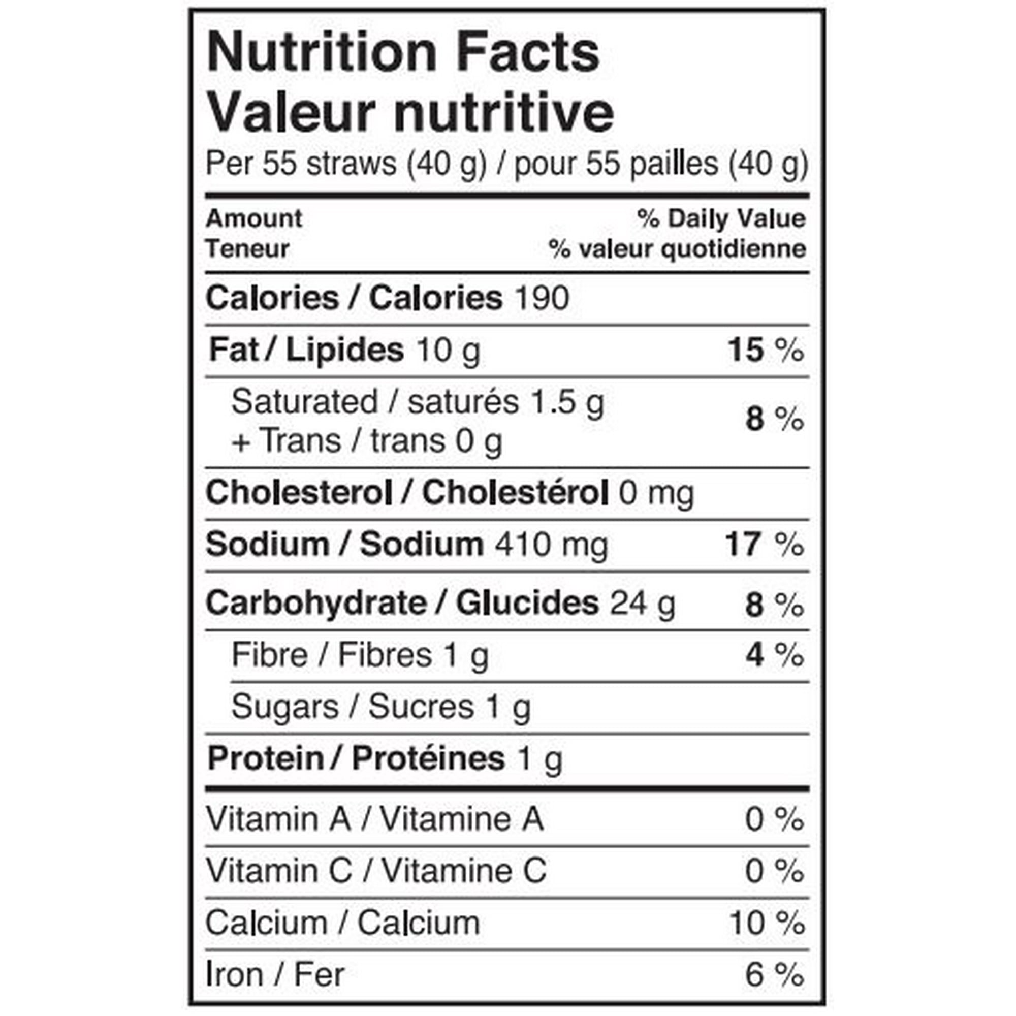 Sensible Portions Veggie Straws, Zesty Ranch, 120g/4.2 oz., Bag Nutrition Facts