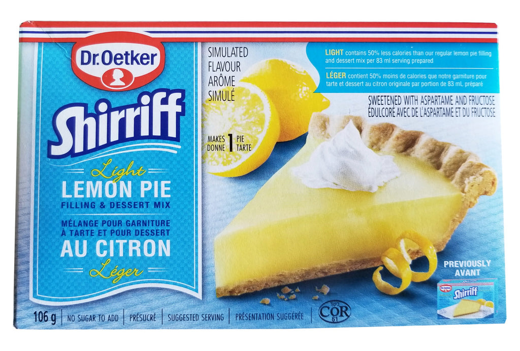 Dr. Oetker Shirriff Light Lemon Pie Filling & Dessert Mix, 106g/3.7 Box {Imported from Canada}