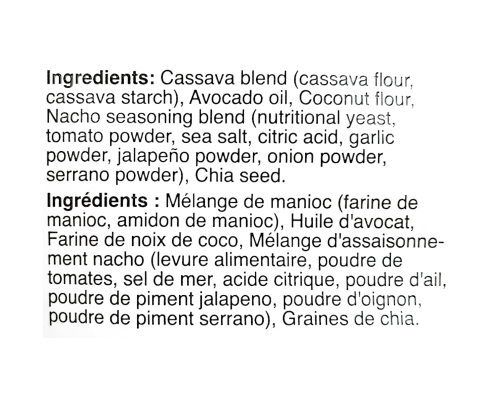 Siete Nacho Chips, ingredients label