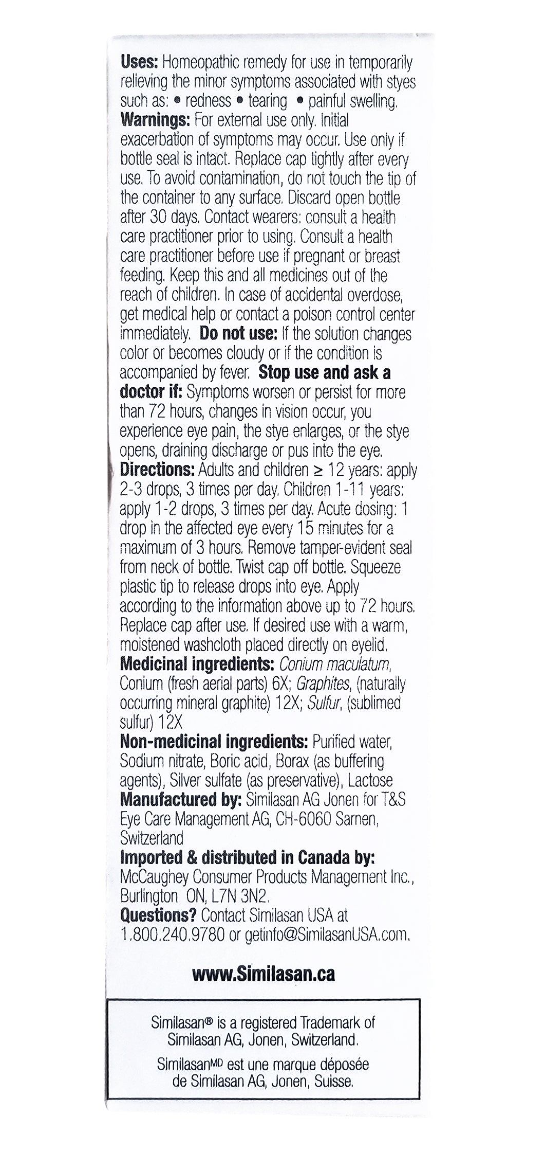 Similasan Stye Eye Relief, Homeopathic Medicine, 10mL