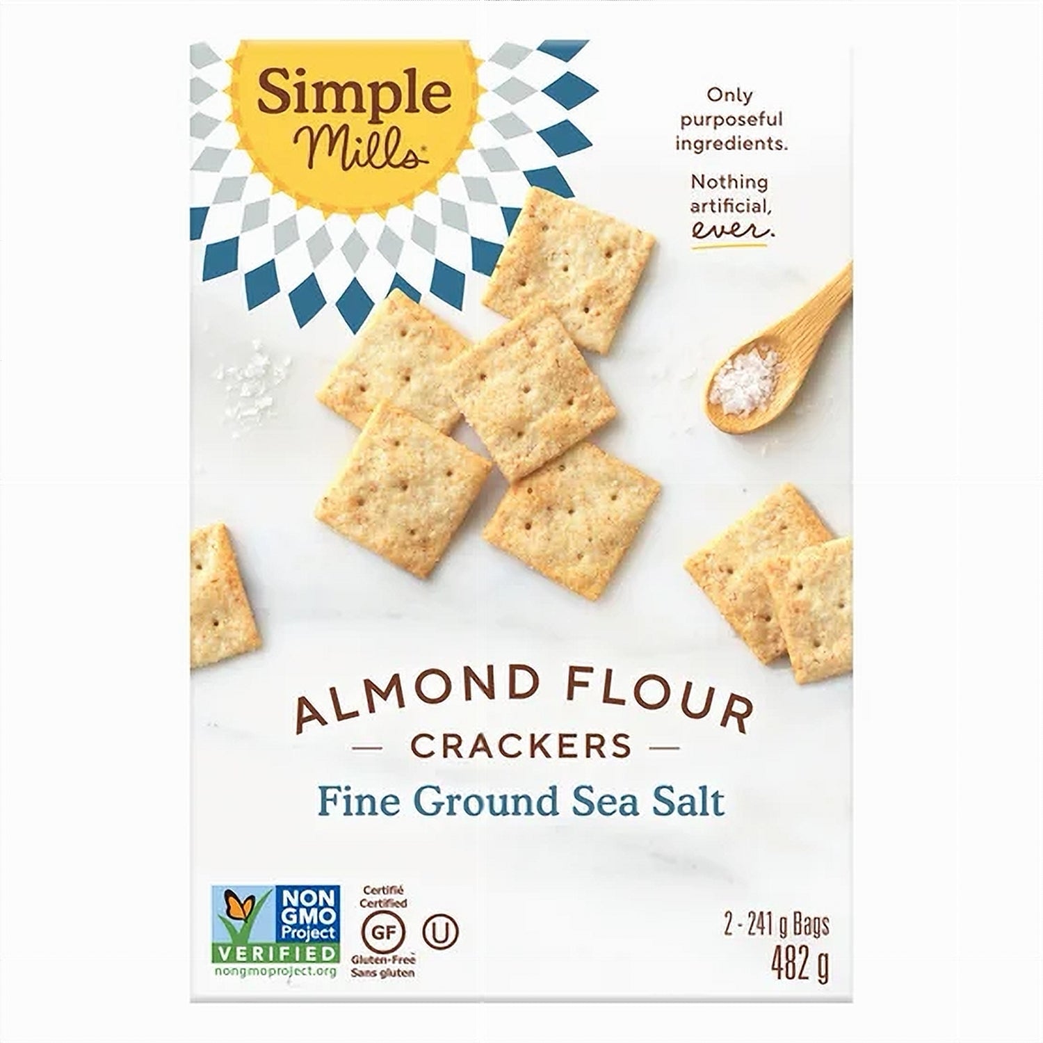 Simple Mills Almond Flour Crackers Fine Ground Sea Salt 482 g – front of package