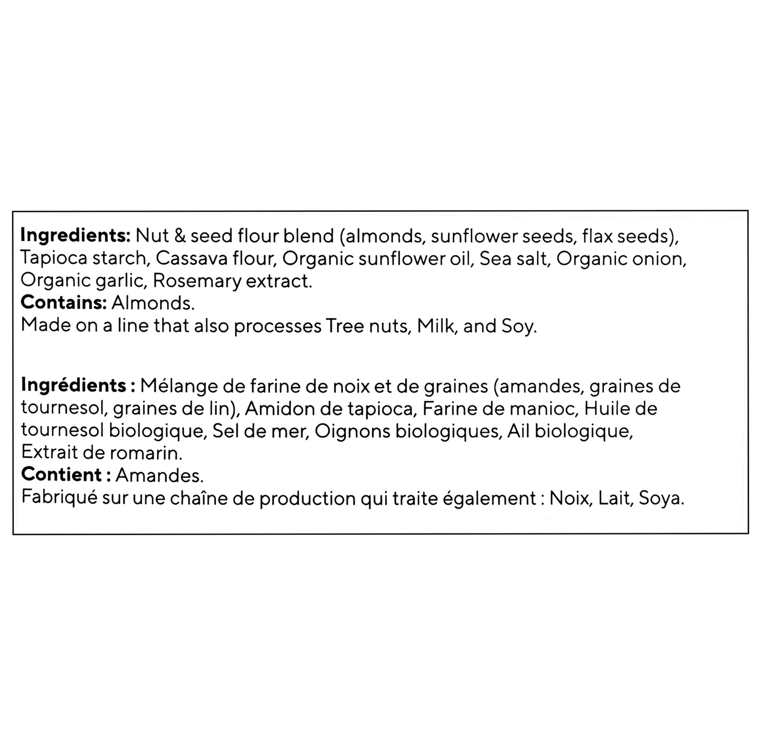 Simple Mills Almond Flour Crackers Fine Ground Sea Salt 482 g – ingredients list