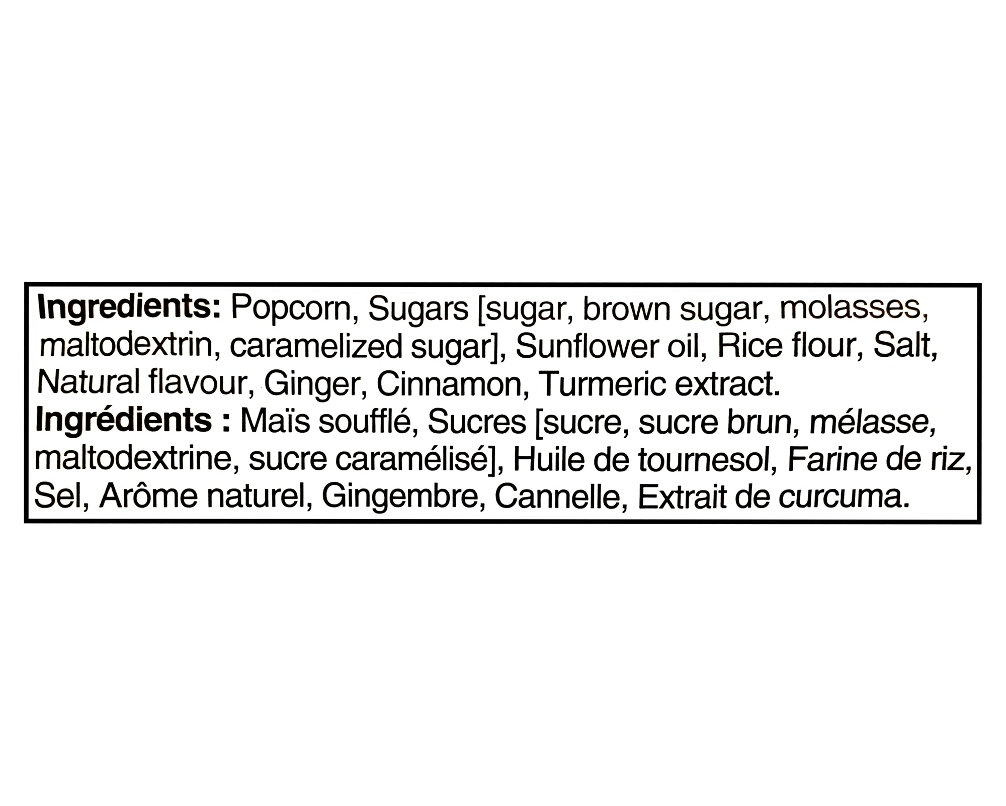 Skinny Pop Harry Potter Butterbeer Popcorn 481g - Ingredients 