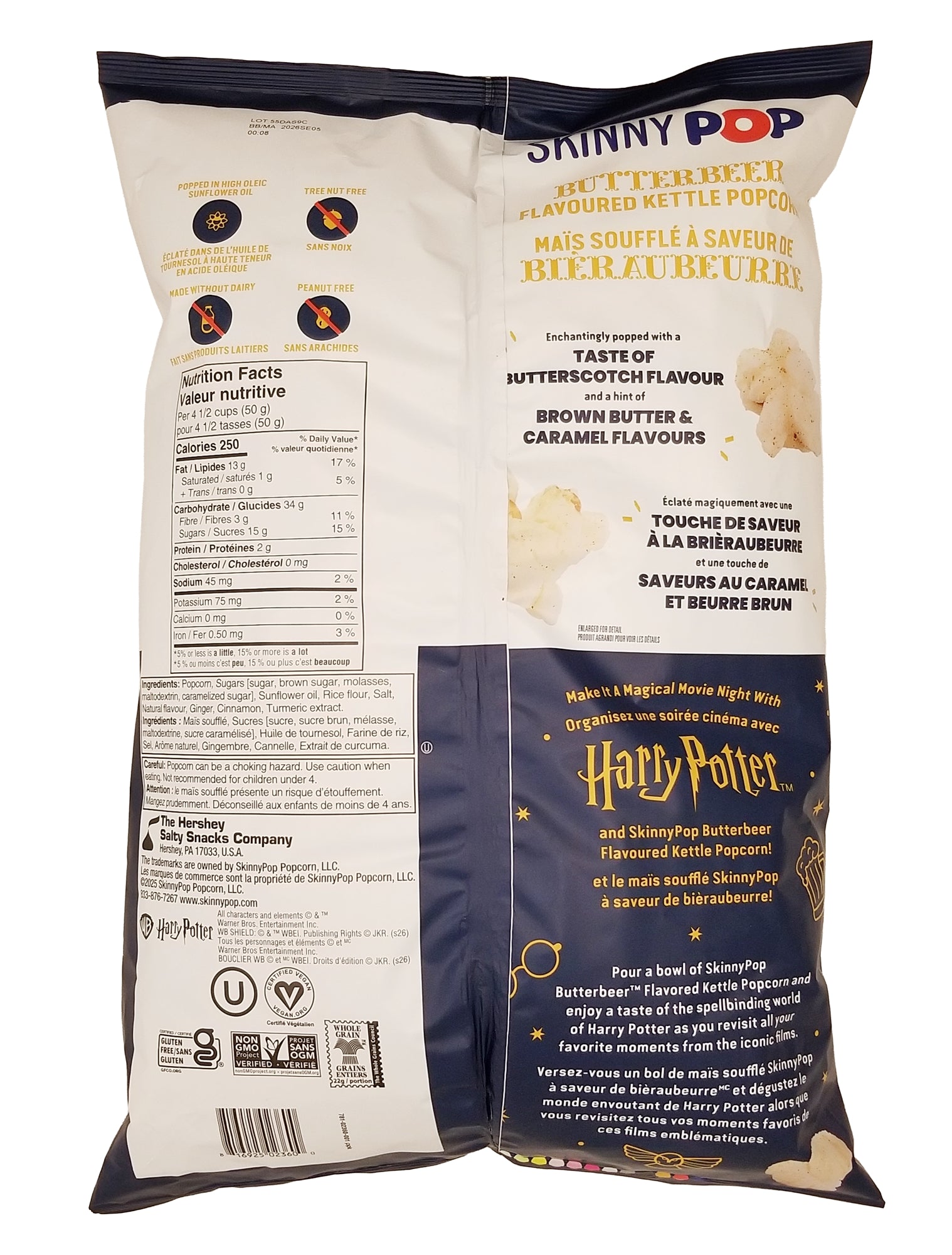 Skinny Pop Harry Potter Butterbeer Popcorn 481g - Back