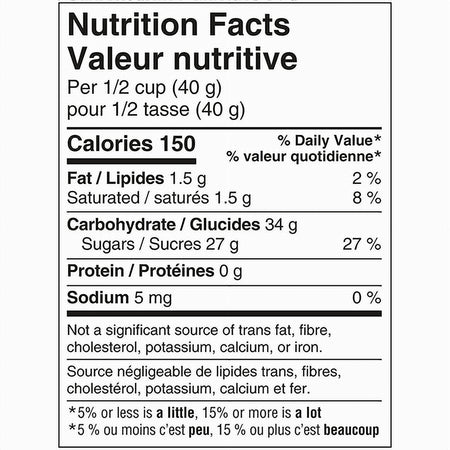 Nutrition facts label for Skittles Pop'd Candy Sour 155g (5.4oz) in both English and French.