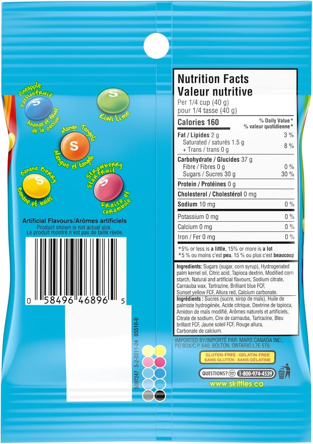 Skittles Tropical Chewy Candy 170g - Back