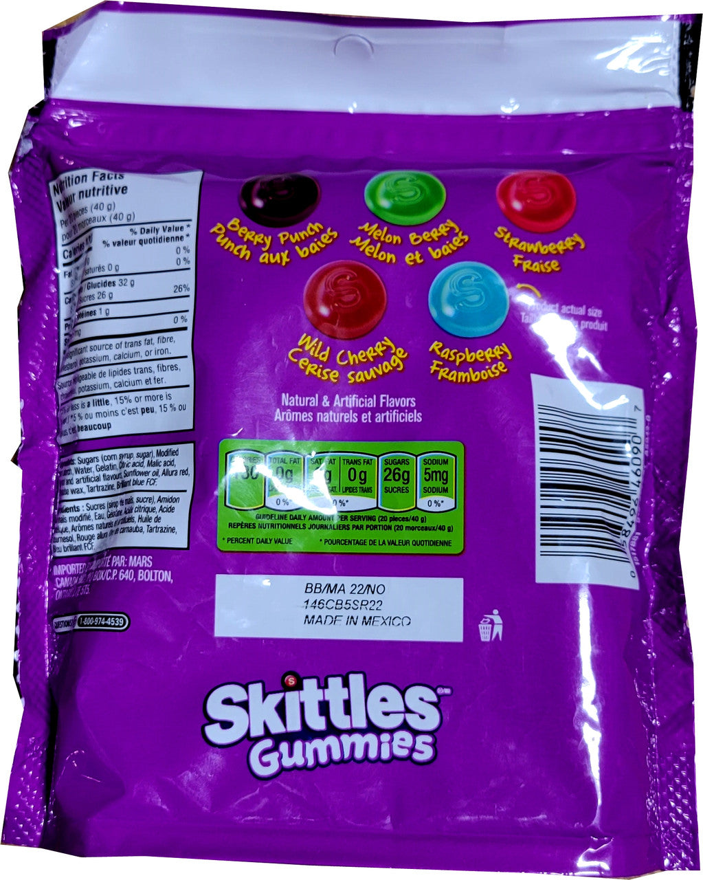 Skittles Gummies Wild Berry, 280g/9.8oz {Imported from Canada} Caffeine Cams Coffee & Candy