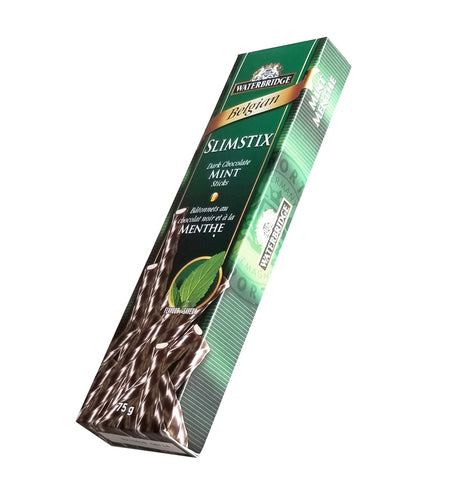 Waterbridge Belgian Slimstix, Dark Chocolate Mint Sticks, 75g/2.6 oz. Box {Imported from Canada}