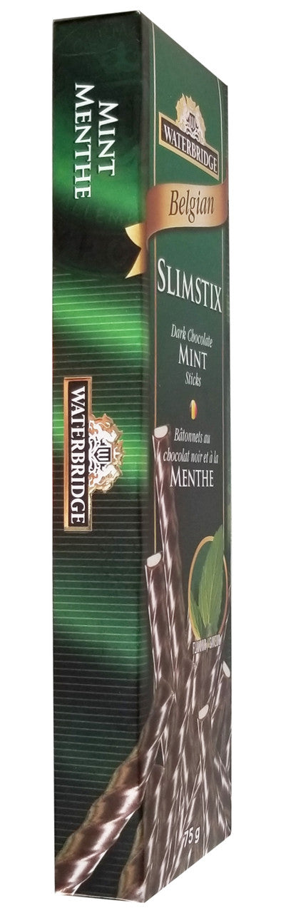 Waterbridge Belgian Slimstix, Dark Chocolate Mint Sticks, 75g/2.6 oz. Box {Imported from Canada}