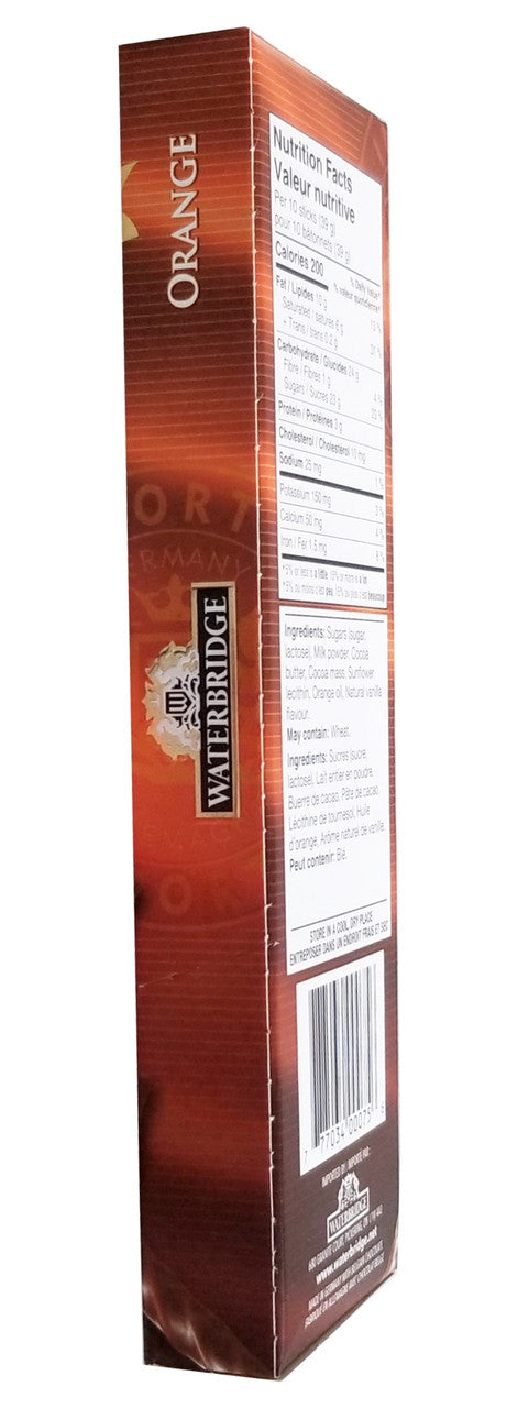 Waterbridge Belgian Slimstix, Milk Chocolate Orange Sticks, 75g/2.6 oz. Box {Imported from Canada}
