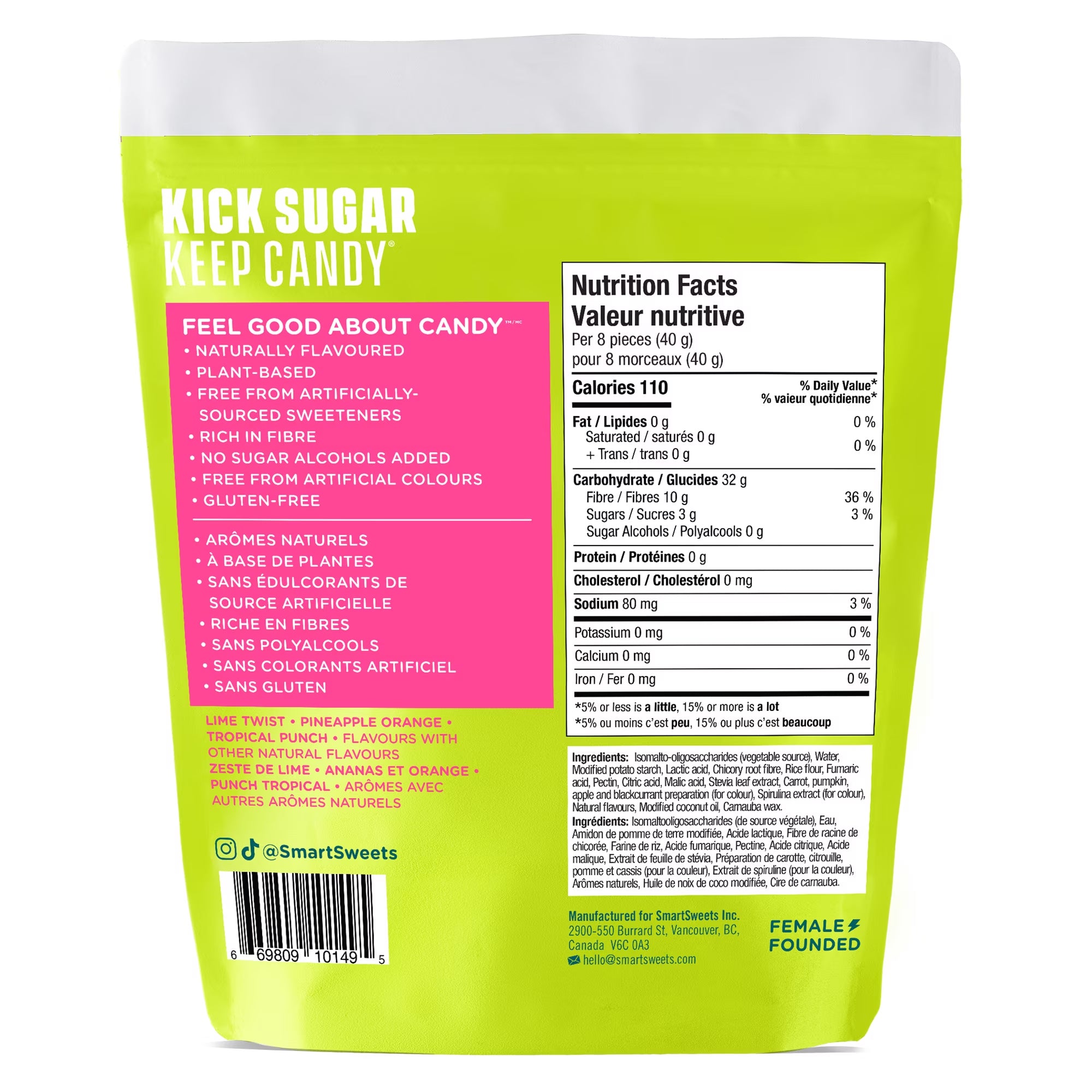 SmartSweets Gummy Tropical Sours – Low Sugar Sour Gummy Candy 150g (5.3 oz)