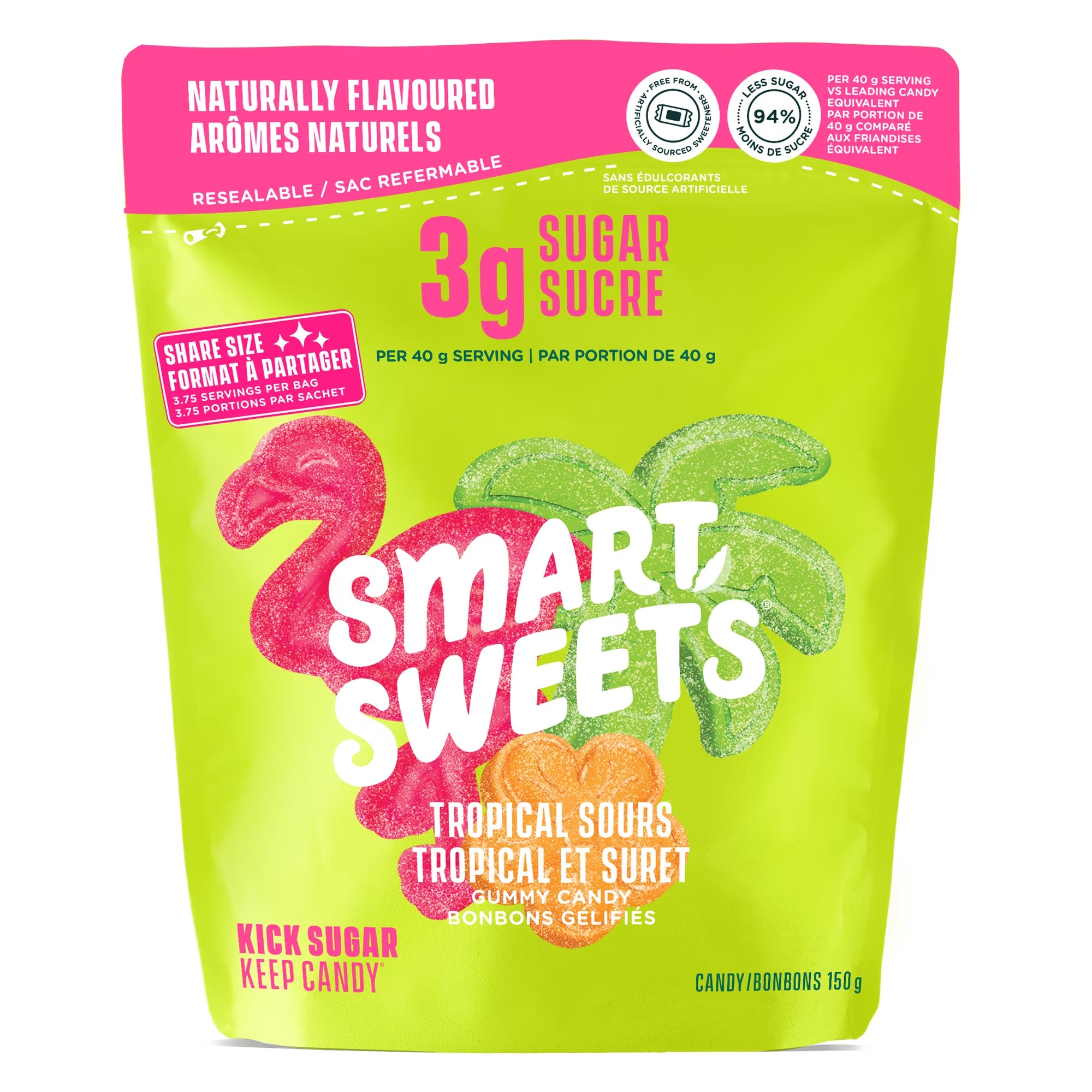 SmartSweets Gummy Tropical Sours – Low Sugar Sour Gummy Candy 150g (5.3 oz)