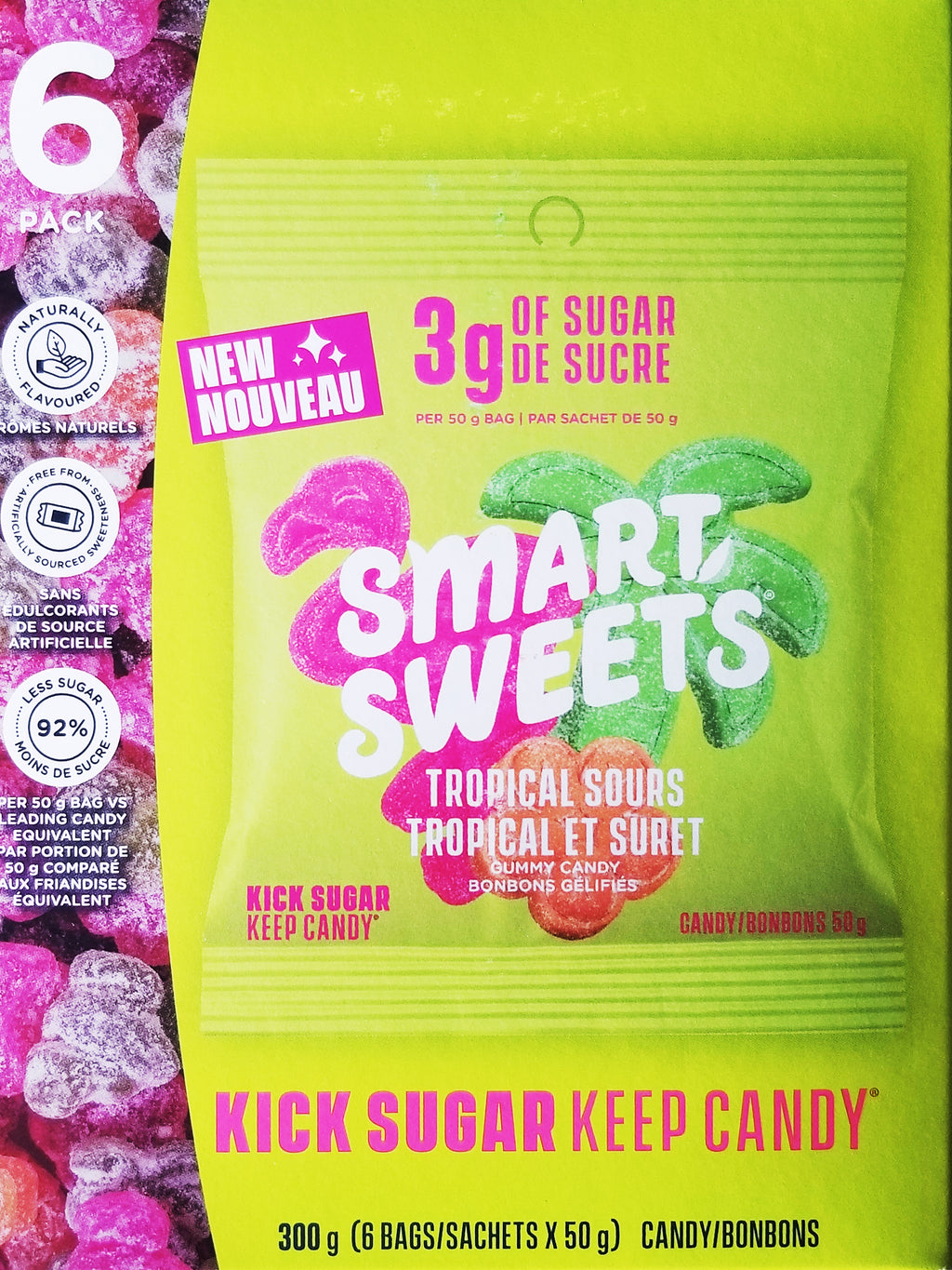 Smart Sweets Tropical Sours, 300g (6 bags x 50g)/10.6 oz. Box