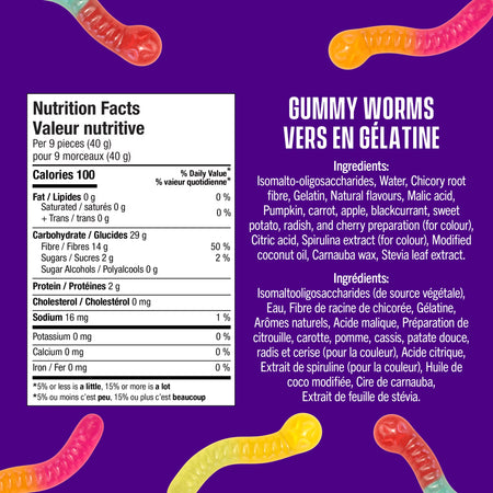 SmartSweets Gummy Worms Fruity Low Sugar 150g (5.3 oz)