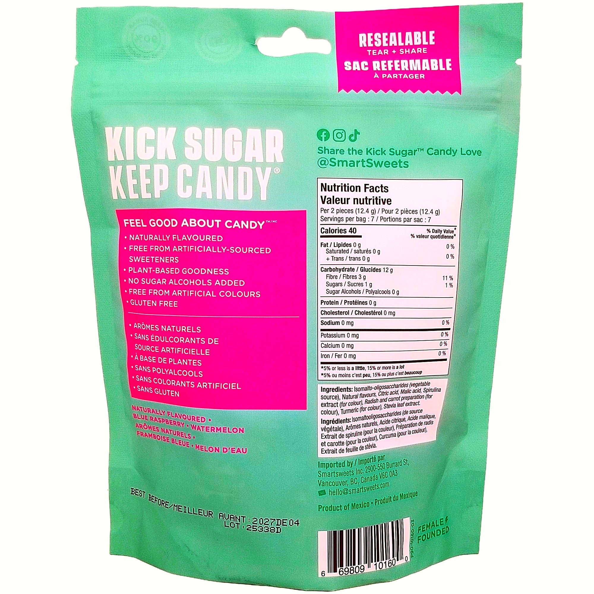 SmartSweets Lollipops Blue Raspberry Watermelon 86g (3 oz)