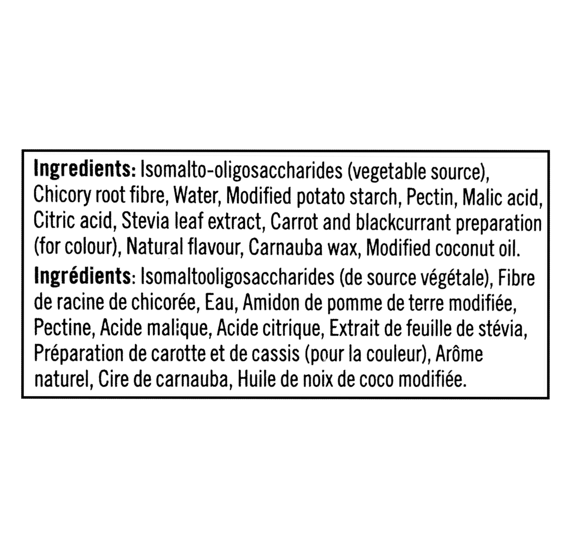 Ingredients list for Smart Sweets Sweet Berry Fish Gummies - 7 x 50g on a white background